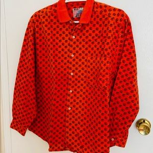 Oversized Orange Shirt w Flowers